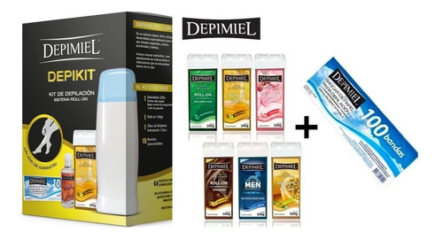 Kit Derretidor Depimiel Depikit + 6 Cera Roll On  100 Bandas