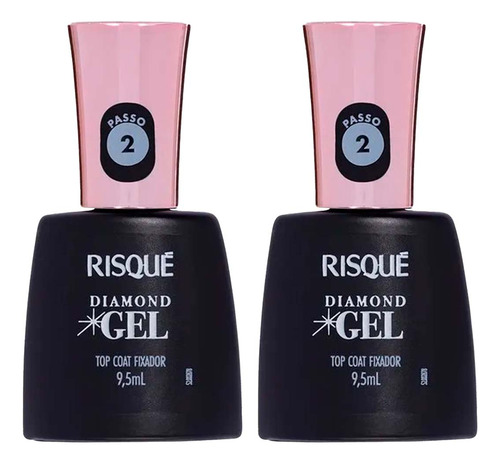 Kit 2 Und Top Coat Fixador Risqué Diamond Gel Cremoso 9,5ml Bege