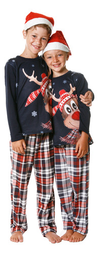 Pijama Navideña Niño Y Niña Familiar Reno Navidad Pareja