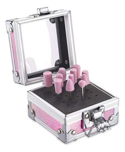 Noverlife Caja De Soporte Para Brocas De Unas, Color Rosa, 2