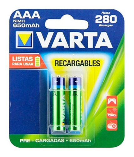 Pilas Recargables Varta Aaa 650 Mah Blister X 6