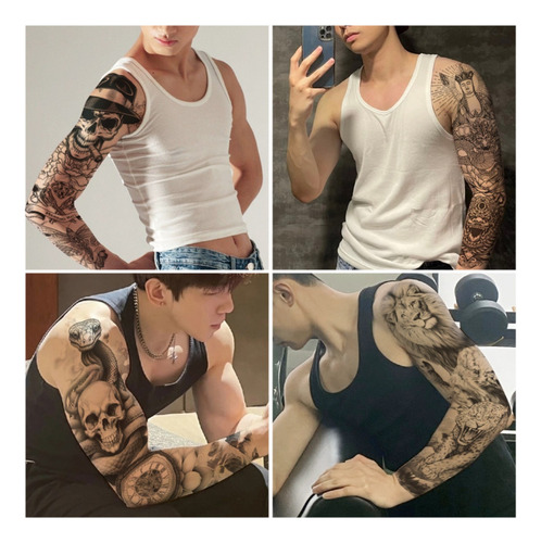 Tatuaje Temporal De Animal Feroz P/brazo P/hombre, 15 Hojas