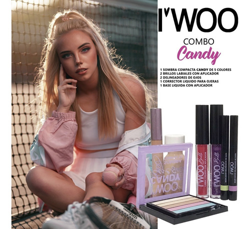 Imagen 2 de 10 de Combo Maquillaje Candy Sombra +corrector +delineador+ Brillo