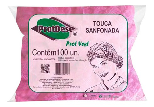 Imagem 3 de 3 de Touca Sanfonada Descartável Rosa C/ 100 Un - Protdesc