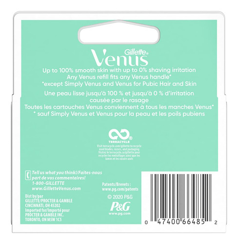 Cartuchos Gillette Venus Smooth Sensitive, 4 Unidades
