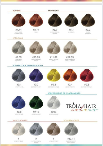 Coloración Tróia Hair Colors 60g Profesional C Todos Los Tonos Matizador Hielo