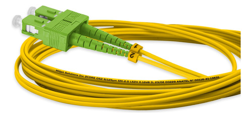 Cordão Óptico 3m Lc Apc Sc Apc 012db Sm Duplex Miljet