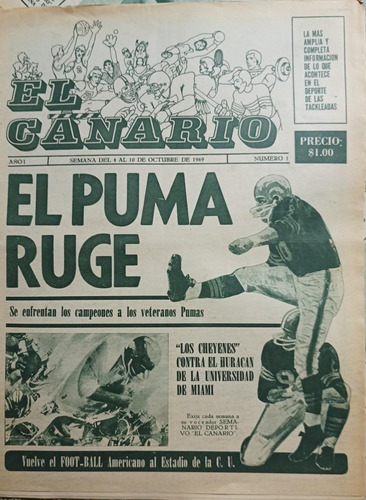 11 Semanarios El Canario Fútbol Americano Mexicano 60s