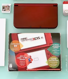 Nintendo New 3ds Xl Flasheada Impecable Color Rojo Metálico