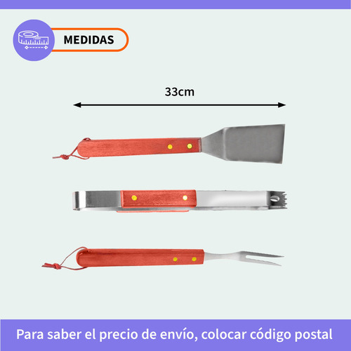 Set De Asado Parrilla Juego Asador Parrillero X 3 Piezas