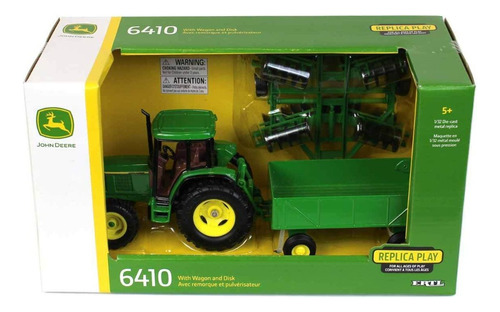 Tractor John Deere 6410 Con Rastrillo Y Remolque Escala 1:32