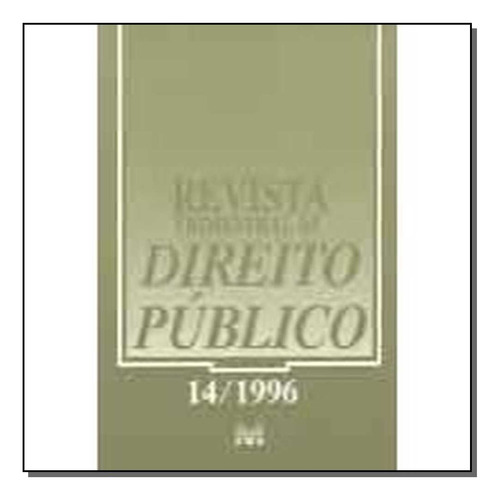 Revista Trimestral De Direito Publico Ed. 14, De A Malheiros. Editora Malheiros Editores Em Português