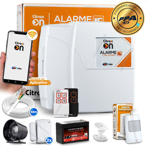 Kit Alarme S/ Fio Ppa App Wifi 2 Control 3 Sensores Bateria