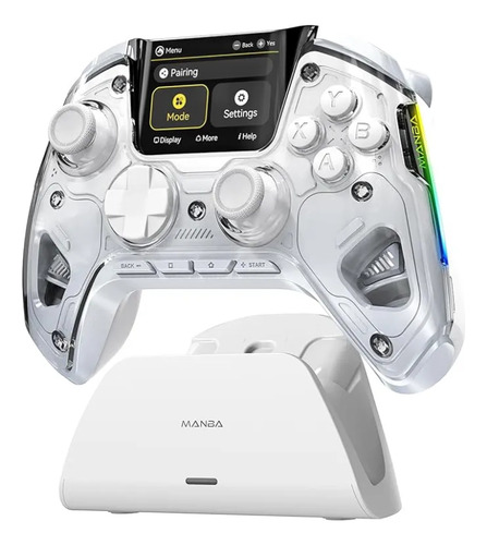 Controle Premium Manba One V2 Display Branco, Hall Efect Branco