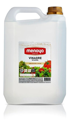 Vinagre X 5 Litros Menoyo Sin Tacc 5% - Excelente Calidad