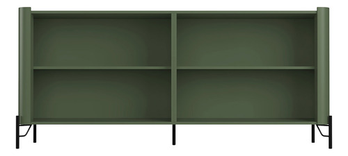 Balcão Buffet P/ Sala Porta Brise 180cm Pés Metal 100% Mdf Cor Musgo Com Preto