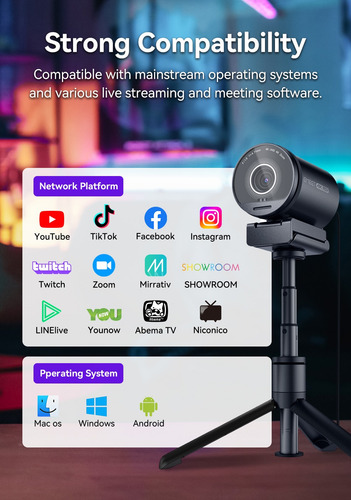 Cámara Web 4k Ultra Hd 8mpx 1/2 Large Sensor Webcam Con Hdr