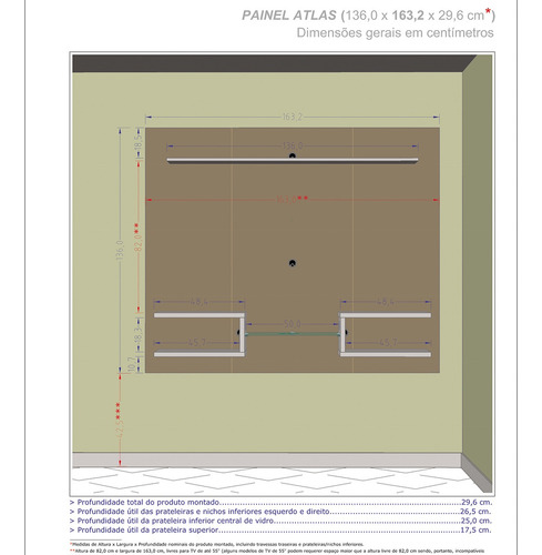 Imagem 3 de 3 de Painel Atlas Para Tv De 55 Polegadas Madeira Rústica/made