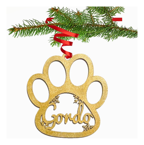 4 Esfera Navidad Personalizada Huella Perro Pintada Mascota