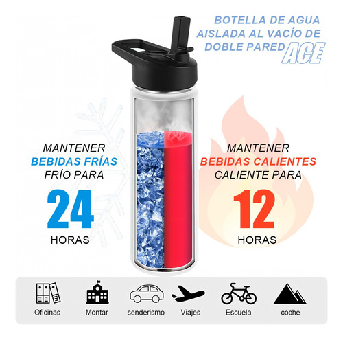 Termos Agua Set Mate Bombilla Acero Inoxidable Ace+2tapas