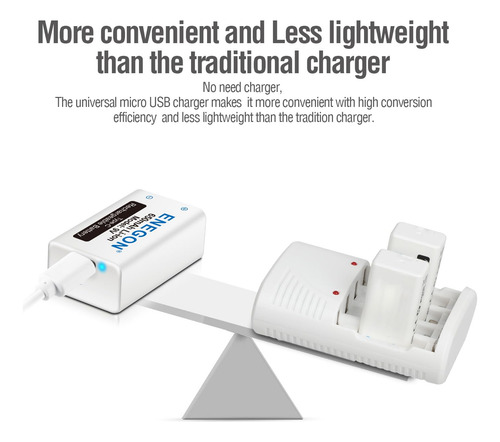 Batería Recargable 9v Tipo C 650 Mah Con Cable 2 En 1