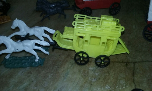 Imagen 9 de 11 de Antiguos Jinetes Indios Y Cowboys Carreta Canoa Plastico