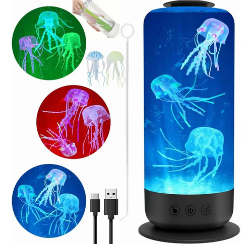 Lampara Acuario De Medusas Luz Led Multicolor