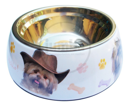 Imagen 4 de 9 de Comedero Perro Gato Glam Melamina Antideslizante Acero Inox