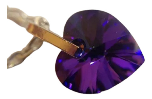 Corazon Swarovski Violeta Con Cadena Oro Laminado