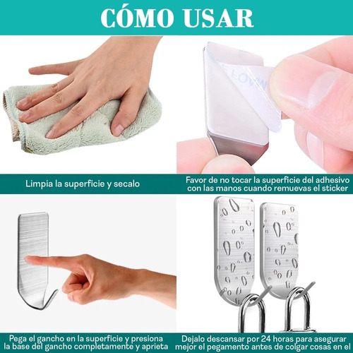 Set 20 Pzas Ganchos Para Colgar Ropa Autoadhesivos Hogar
