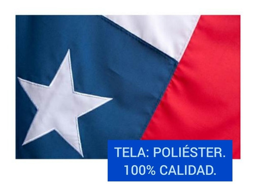 Imagen 1 de 5 de Bandera Chilena 120 X 180 Cm Tela Bordada Reforzada