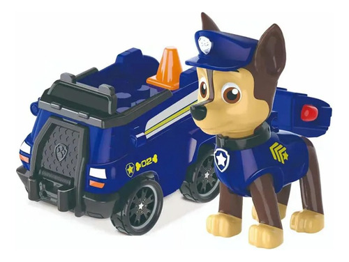Figura Paw Patrol Chase Y Patrulla Canina + Stickers