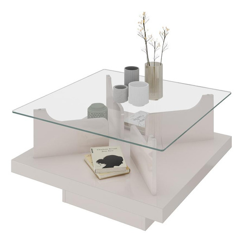 Mesa De Centro Clear Off White Artely