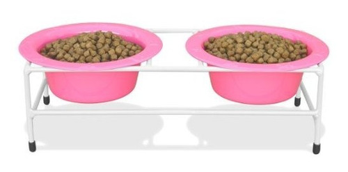 Alimentador Doble Para Mascotas Platinum Pets, 10 Oz, Rosa.