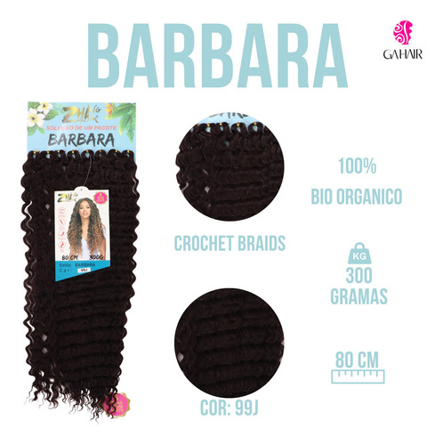 Cabelo Bio Organico Cacheado - Barbara 80 Cm -crochet Braids Cor Vinho 99j