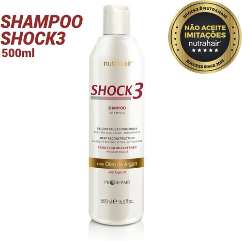 Shampoo Shock3 Nutrahair De 500ml - Óleo De Argan