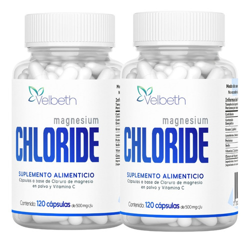 Cloruro De Magnesio + Vitamina C 500 Mg 240 Cápsulas Velbeth