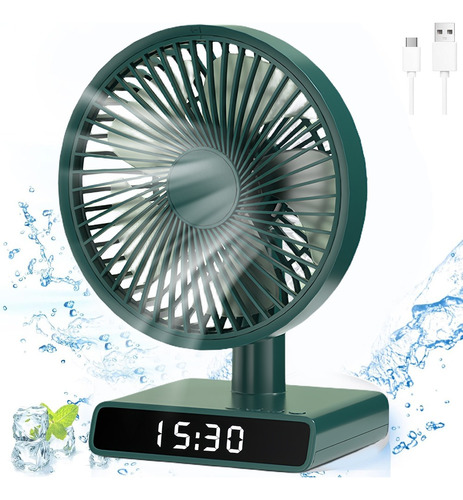 Ventilador De Escritorio Portátil Reloj 5 Aspas De Plástico 