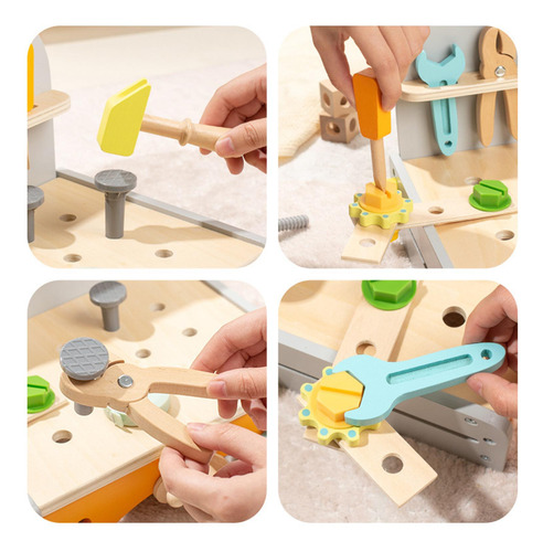 Wooden Play Tool Set Wooden Construction Bench Toy For Kids