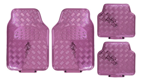 Juego De Tapetes Automotrices Universal Aluminio 4 Pzs Lila
