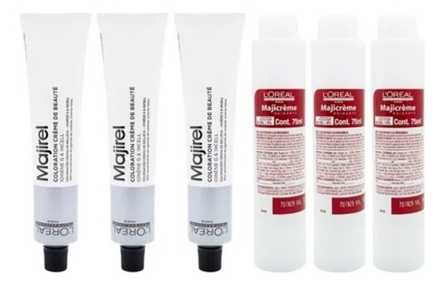 Combo Tintura Majirel X3 Coloración + 3 Oxidantes 75ml 