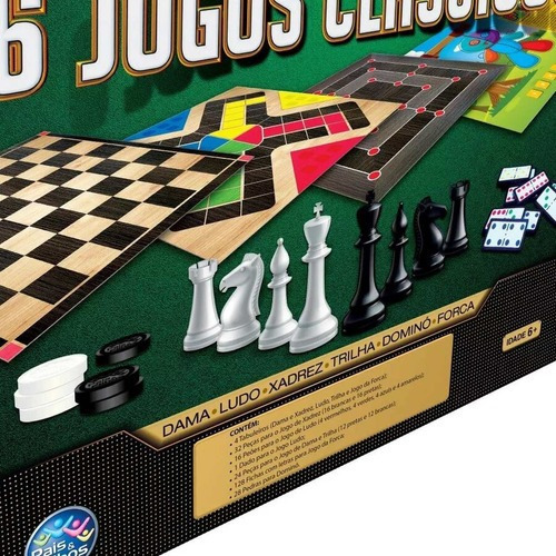Imagem 2 de 4 de Jogo 6 Em 1 Clássicos Xadrez Ludo Dama Trilha Dominó E Forca