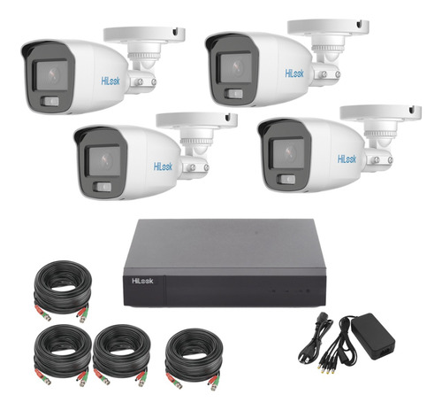 Kit Hilook 1080p 2mpx 4 Camaras Dvr 4ch Colorvu Microfono