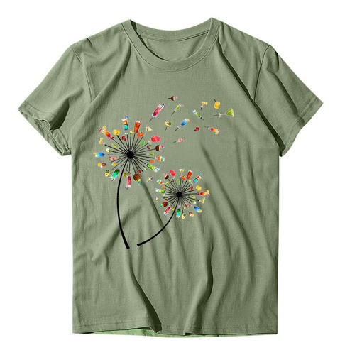 N Tops Mujer Estampado Letras Manga Corta Cuello Redondo Sue N Tops Mujer Estampado Letras Manga Corta Cuello Redondo Sue