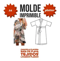 Comprar Molde Patrón Imprimible Camisola Bata Playa Pdf A4 Plotter