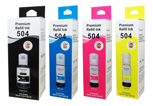 Pack Tintas 504 Refil Ink Para Epson L4150/l4160/l6161/l6171