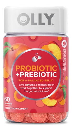 Suplemento de gomitas prebióticas Olly Probiotic +, 500 mg, Crus, 60 unidades