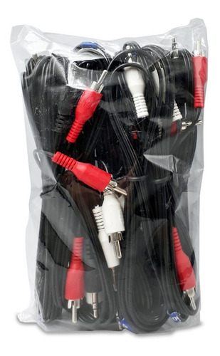 Imagen 2 de 4 de Kit 10 Piezas Cable Auxiliar Rca A Plug 3.5 Estereo 1.8 Mts