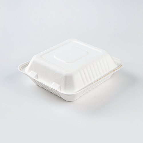 Contenedor Blanco De Caña De Azúcar 50pzs 8x8' Biodegradable