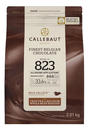 Chocolate Belga Callebaut Ao Leite 823 Gotas 2.01 Kg 33,6% cacau